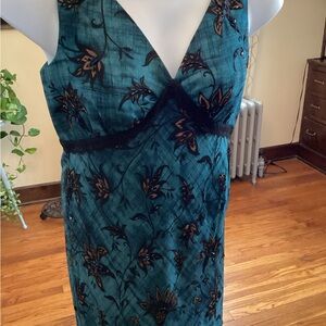 Valerie Stevens Vintage Peacock Blue Midi Fit and Flare Dress